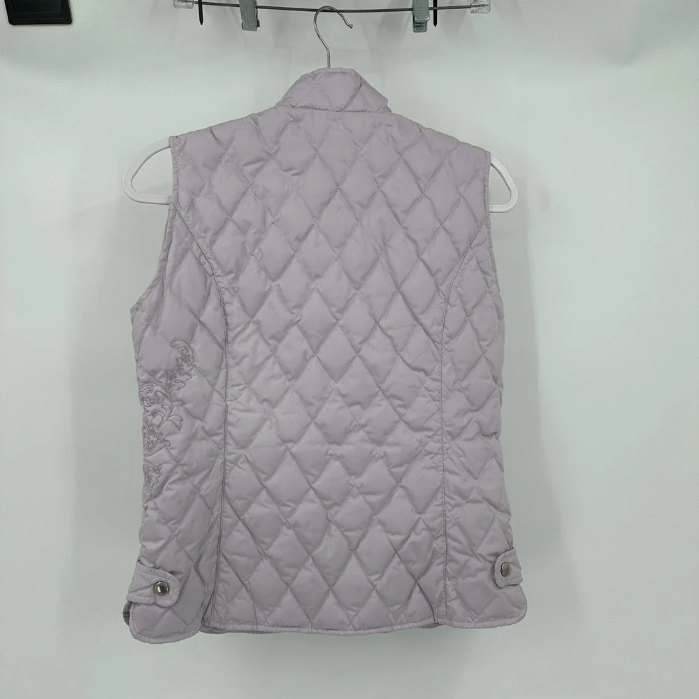 Eddie Bauer Womens Goose Down Quilted Vest Size XS Granola Floral Pastel Hiking